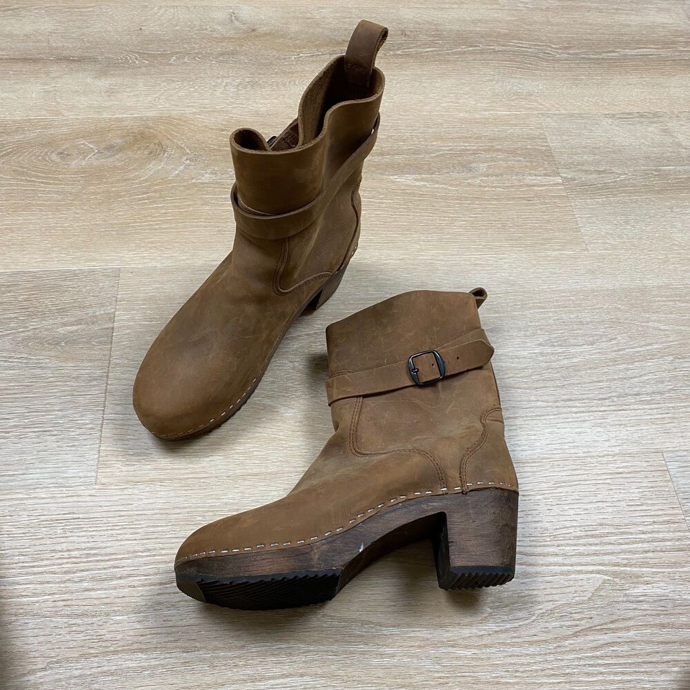 Cape Clog Wood Heel‎ Leather Boots Women's EU 40 Color Brown